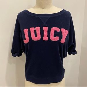 Juicy Couture Navy Terry Crewneck Short Sleeve